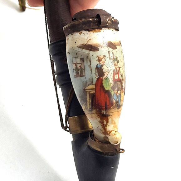 Antique Ceramic Pipe Mid 19th Century Wood Base 11.5 in tall - Picture 4 of 8